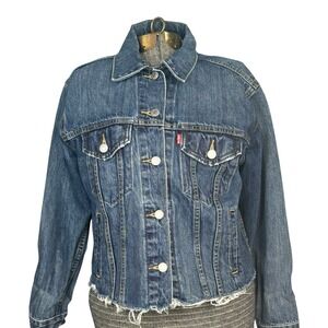 Levi's PREMIUM Classic Distressed Denim Trucker Jacket Big E UNISEX Men's Size S